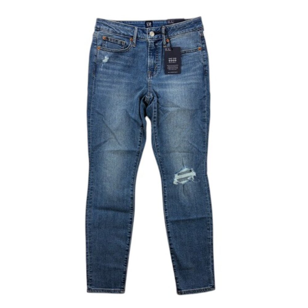 GAP Jeans Womens Blue Distressed Curvy True Skinny Mid Rise Stretch Jean 29R NWT
